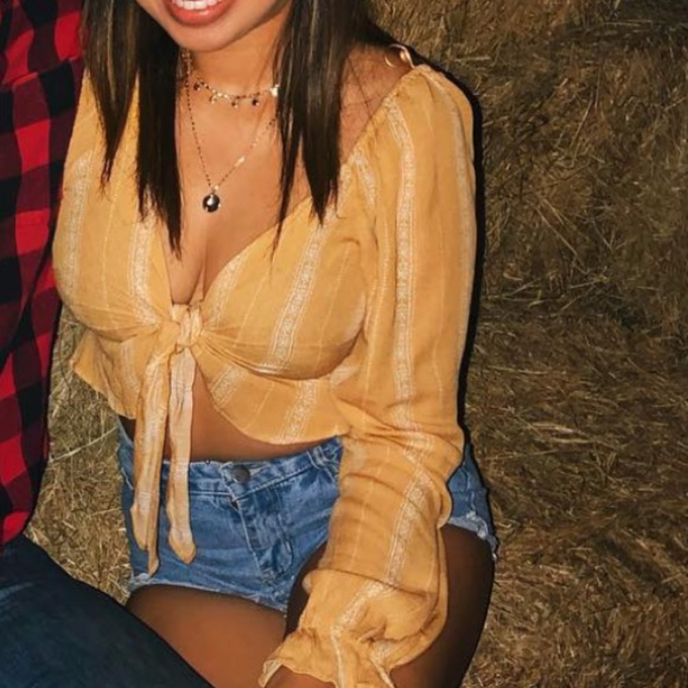 yellow tie crop top